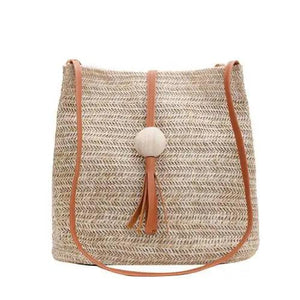Casual One-shoulder Straw Bag Wild Bucket Bag Weave Handbag