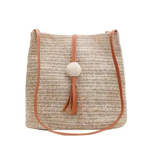 Casual One-shoulder Straw Bag Wild Bucket Bag Weave Handbag