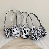Vintage Animal Print Canvas Small Purse Shoulder Bag