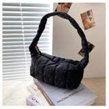 Embroidered Rhombus Oxford Cloth Shoulder Bag for Women