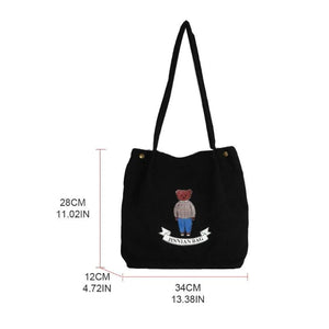 Corduroy Shoulder Bag Tote Purse Student Handbag Messenger Satchel