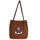 Corduroy Shoulder Bag Tote Purse Student Handbag Messenger Satchel