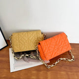 Women's PU Leather Shoulder Bag with Metal Chain Shoulder Strap