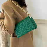 Women's PU Leather Shoulder Bag with Metal Chain Shoulder Strap