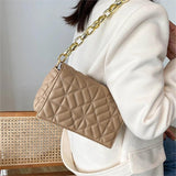 Women's PU Leather Shoulder Bag with Metal Chain Shoulder Strap