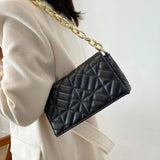 Women's PU Leather Shoulder Bag with Metal Chain Shoulder Strap