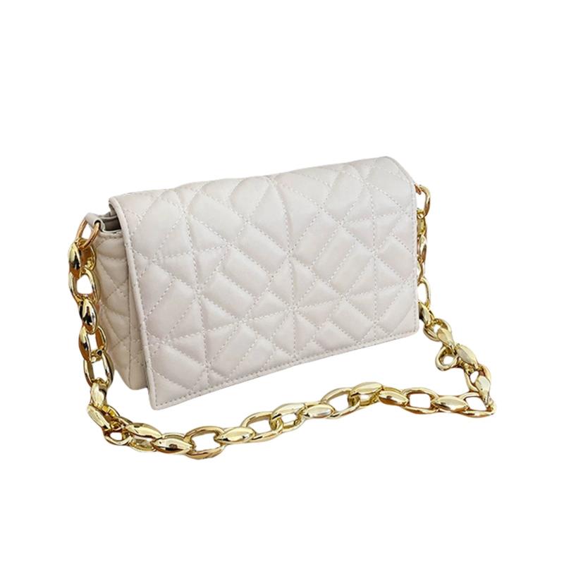 Women's PU Leather Shoulder Bag with Metal Chain Shoulder Strap