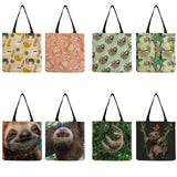 Eco Friendly Sloth Print Shoulder Bag Foldable Portable Women's Sh
