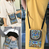Ethnic Style Crossbody Cell Phone Bag Embroidered Canvas Purse
