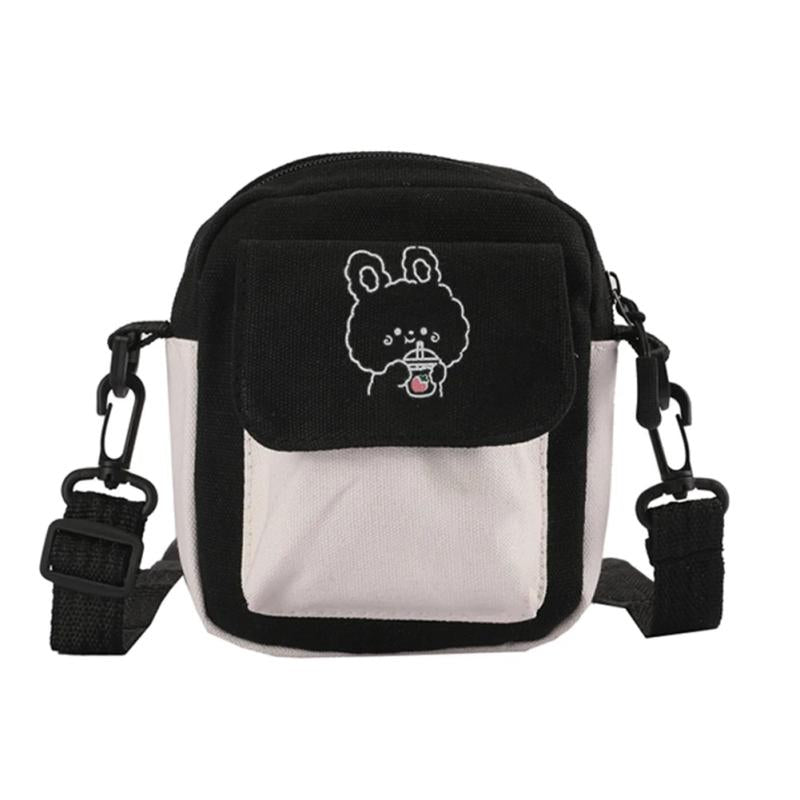 Women's Canvas Shoulder Bag Cartoon Printed Messenger Bag