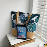 Women Big Size Handbag Tote Ladies Casual Flower Printing Canvas Shoulder Bag