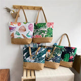 Women Big Size Handbag Tote Ladies Casual Flower Printing Canvas Shoulder Bag