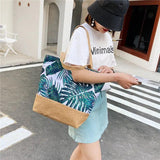 Women Big Size Handbag Tote Ladies Casual Flower Printing Canvas Shoulder Bag