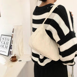 Soft Plush Shoulder Retro Corduroy Bag Autumn Winter Handbag