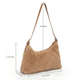 Women Shoulder Bag Rhombus Fluffy Handbag Winter Casual Armpit Bag