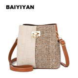 PU Leather Women Shoulder Bags Panelled Bucket Bag Ladies Handbag