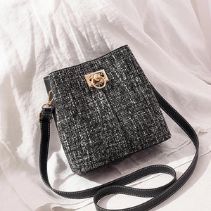 PU Leather Women Shoulder Bags Panelled Bucket Bag Ladies Handbag