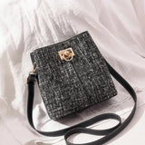 PU Leather Women Shoulder Bags Panelled Bucket Bag Ladies Handbag