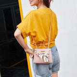 PU Leather Bow Shoulder Bag Messenger Wallet Bag Ladies Crossbody Handbag