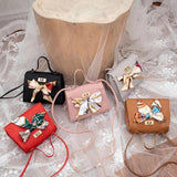 PU Leather Bow Shoulder Bag Messenger Wallet Bag Ladies Crossbody Handbag