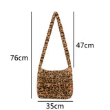 Female Fluffy Crossbody Bag Leopard Print Shoulder Satchel