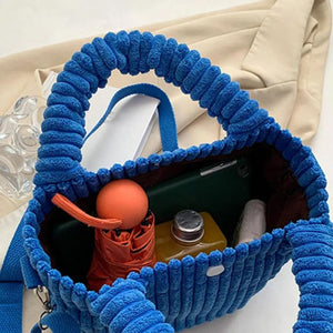 Corduroy Women Tote Bag Large Capacity Adjustable Strap Handbag