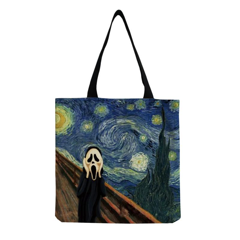 Starry Sky Animal Dog Printed Handbag Shoulder Bag Women's Large Tote