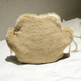 Winter Faux Fur Women Bear Paw Shoulder Bag Soft Plush Ladies Chain Messenger Ba