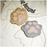 Winter Faux Fur Women Bear Paw Shoulder Bag Soft Plush Ladies Chain Messenger Ba