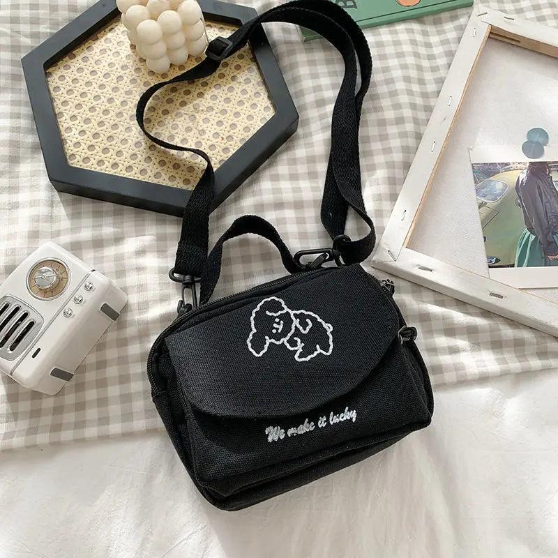 Dog Canvas Small Square Bag Female Crossbody Bag Casual Women Messenger Bags