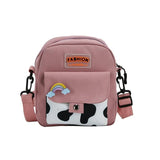 Cow Print Crossbody Bag for Women Small Canvas Shoulder Purse