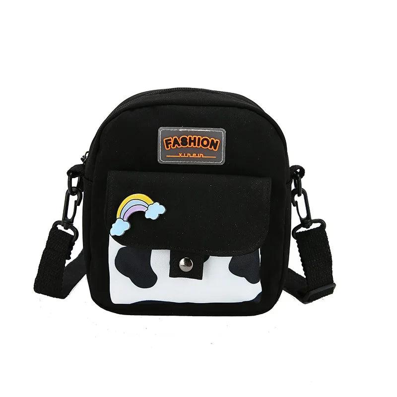 Cow Print Crossbody Bag for Women Small Canvas Shoulder Purse