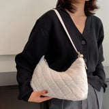 Soft Fluffy Rhombus Shoulder Bag Winter Handbag