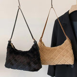 Women Shoulder Bag Rhombus Fluffy Handbag Solid Underarm Bag