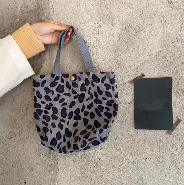 Corduroy Women Small Lunch Box Bento Handbag Daisy Print Mini Tote