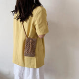 Vintage Straw Rope Crossbody Pouch Mini Bag for Girls