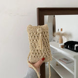 Vintage Straw Rope Crossbody Pouch Mini Bag for Girls