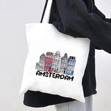Amsterdam Canal Women Canvas Shoulder Bag Tote Eco Shopper