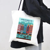 Amsterdam Canal Women Canvas Shoulder Bag Tote Eco Shopper