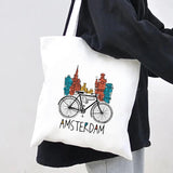 Amsterdam Canal Women Canvas Shoulder Bag Tote Eco Shopper