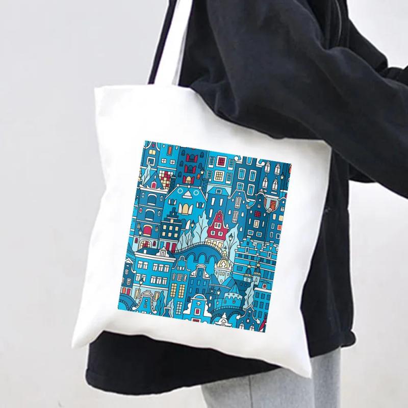 Amsterdam Canal Women Canvas Shoulder Bag Tote Eco Shopper