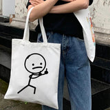 Funny Couple Line Art Stick Figures Women Eco Shoulder Reusable Totes