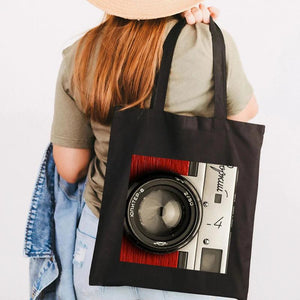 Classic Retro Camera Photographer Women Canvas Shoulder Handbag Tote