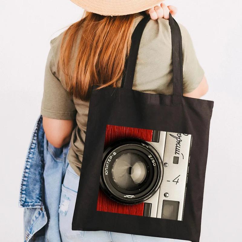 Classic Retro Camera Photographer Women Canvas Shoulder Handbag Tote