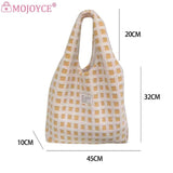 Soft Fleece Waffle Plaid Shoulder Bag