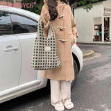 Soft Fleece Waffle Plaid Shoulder Bag