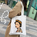 Queen Elizabeth II England British Painting Women Canvas Shopper Bag