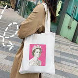 Queen Elizabeth II England British Painting Women Canvas Shopper Bag