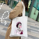 Queen Elizabeth II England British Painting Women Canvas Shopper Bag