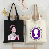 Queen Elizabeth II England British Painting Women Canvas Shopper Bag